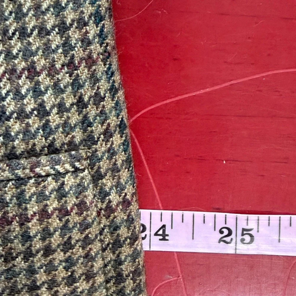 Lauren Ralph Houndstooth Sports Coat Blazer Mens 44R Brown Lambswool Tweed